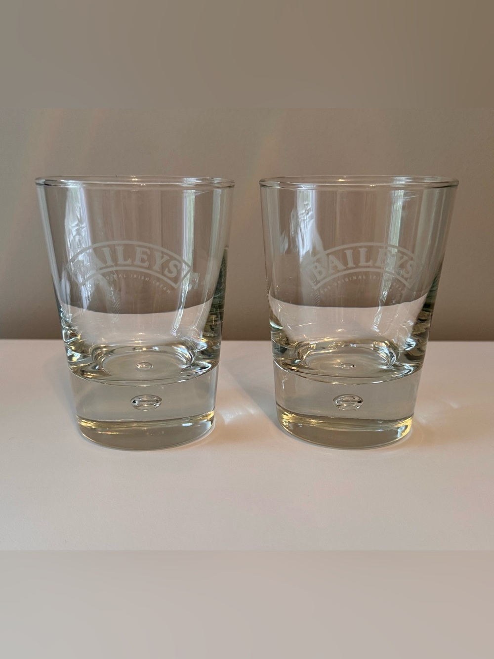 Baileys Highball Clear Glass Drink Set With Trapped Bubble in Base